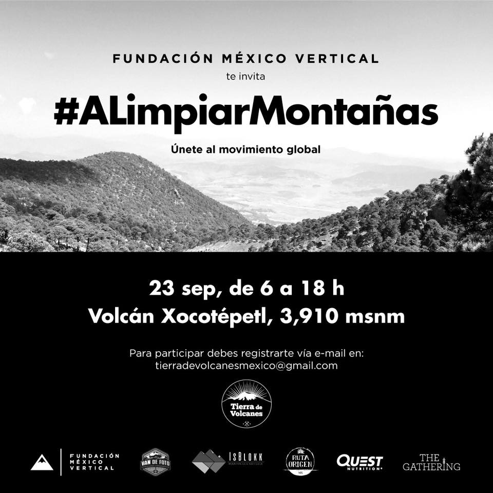 Val_Sustentable's tweet photo. Como parte de la campaña #ALimpiarMontañas, Fundación México Vertical A.C. y @Muro_Mondragon te invitan #ALimpiarSanSebastian el domingo 23 de septiembre de 10-17h.
¡Unete al movimiento global!
#MexicoVertical https://t.co/2RMBo2uohh
