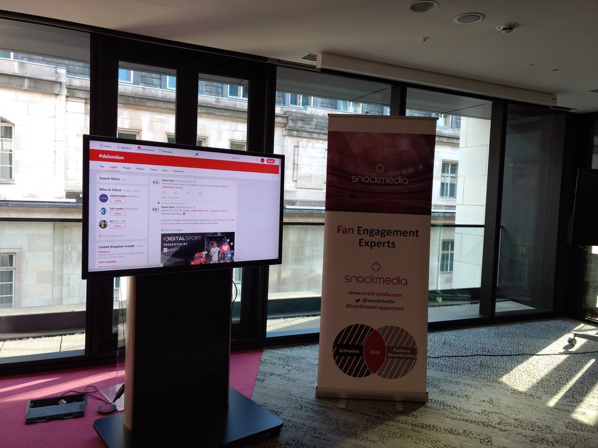 DigitalSportUK's tweet photo. Getting ready for #DSLondon tonight - finding the value in influencer marketing

If you're coming - see you soon!

If not, keep an eye on @DigitalSportUK @snackmedia and #DSLondon tonight for highlights! https://t.co/LW9OsS0hE7
