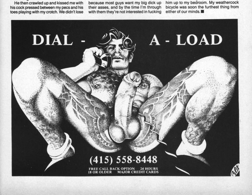 heretikradikal's tweet photo. Dirty talk over the telephone is nearly as old as dial telephones, and has precedent in obscene letters exchanged by lovers.

Phone and Computer Sex
1990 #DanielEisenberg
#HomoSexEthnography #ThePrurientAd
*img 1986 #RexWerk Dial-A-Load Ad in #MandateMag
https://t.co/l2U2u6sLsp https://t.co/6swfr1kmbm