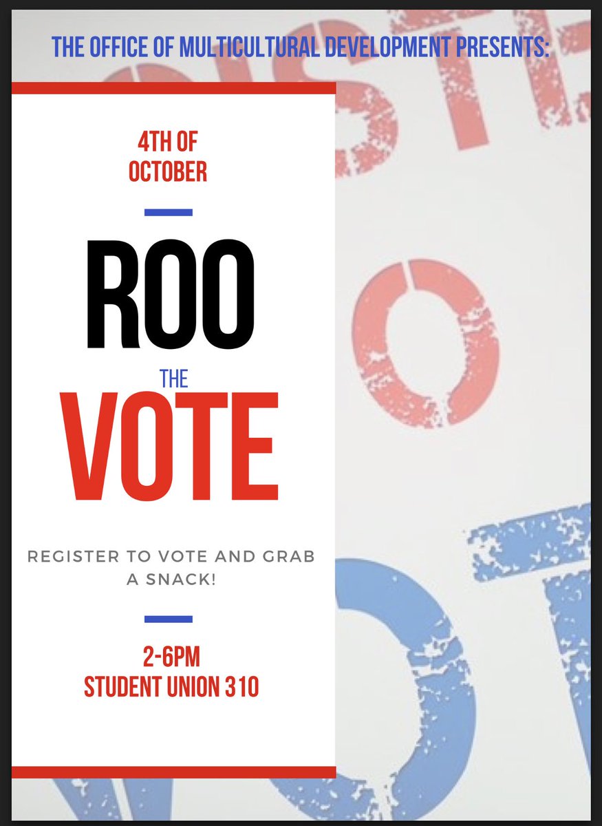 UA_Latinos's tweet photo. @OMDuakron will be hosting an event to help UA students register to vote! Swing on by on OCTOBER 4th🤩🤩 https://t.co/biM1i2y0na