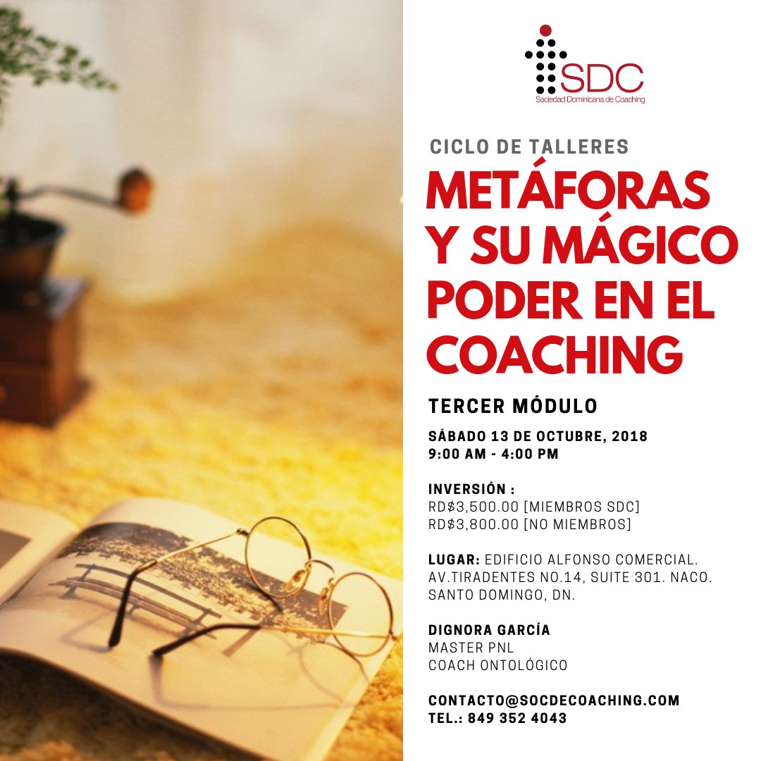 Coaching_RD's tweet photo. Las metáforas apoyan a conectar ideas y a entender emociones desde una perspectiva simplificada| ACOMPAÑANOS en este viaje de creatividad y autoconocimiento | LLAMA Y RESERVA TU CUPO 849.352.4043 | contacto@socdecoaching.com | #socdecoaching #coachingrd #PNL #CoachingOntológico https://t.co/xyezXlgkbU
