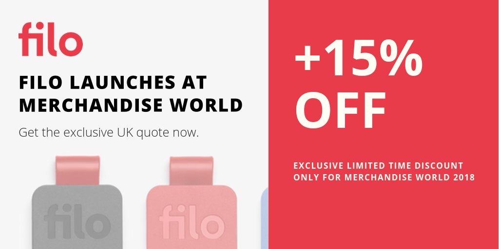 TrackFilo's tweet image. Thanks @MerchWorld_UK and for everyone that met us yesterday! Take advantage of our UK ONLY launch discount +15% OFF Only this September for our branded Filo Tag. Get a quote filotrack.link/Filo-Tag-UK! Let get this peak season started! #tech #merchworld #promotionalproducts