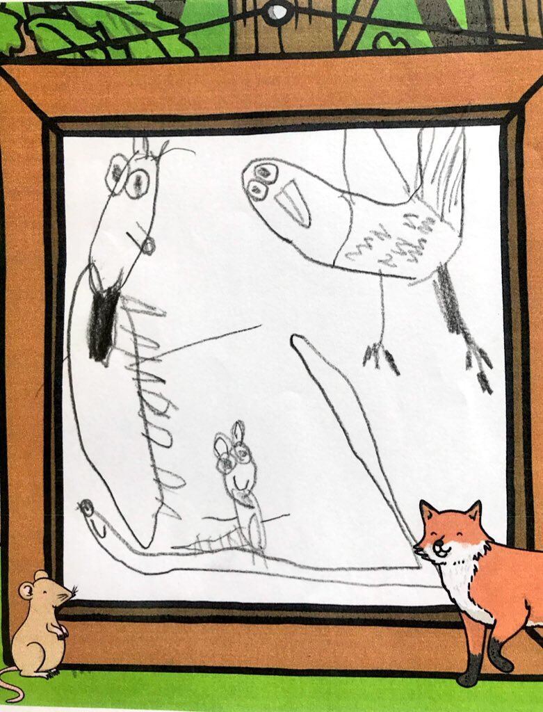 ColintonPrimary's tweet photo. Primary 1 were investigating ‘The Gruffalo’ last week. I think we have a future illustrator in our school. #thegruffalo #playbasedlearing https://t.co/y8V2hBmjEh