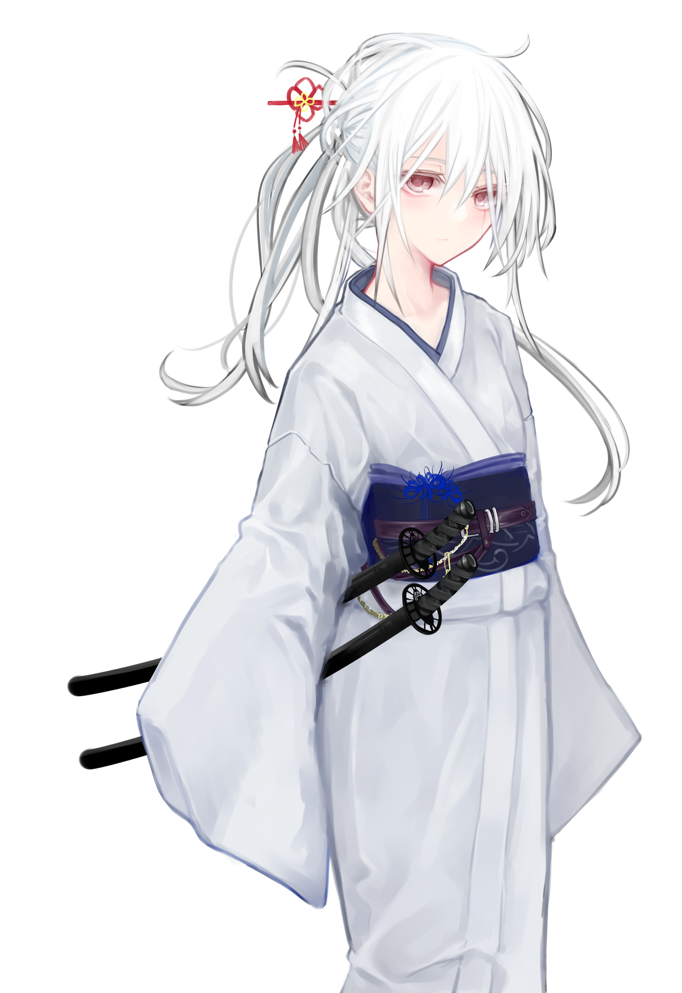 Mono黒 ネクロニカのセッションで使用した立ち絵です わんこさんの作った瑠璃ちゃん 武器は名刀日本刀の二刀流 死装束と彼岸花 けれどもまだ生きていると勘違いしている どちらにもなりきれない不安定な少女