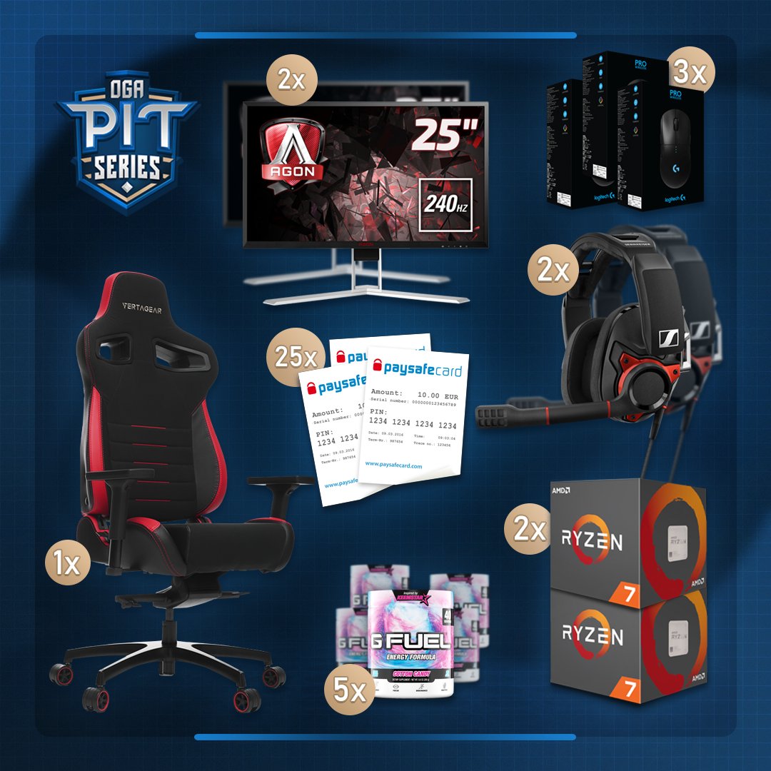 OGAPUBGPIT's tweet image. We have an epic giveaway for you guys!

2X AMD Ryzen 7 2700X
1X Vertagear PL4500 chair
2x AOC AG251FZ
2X Sennheiser GSP 600
3x Logitech G PRO Wireless
25x EUR 10 paysafecard PINs
5x GFUEL Bundle

Click on the link below and follow the instructions:

bit.ly/2CQEWsE
GL!