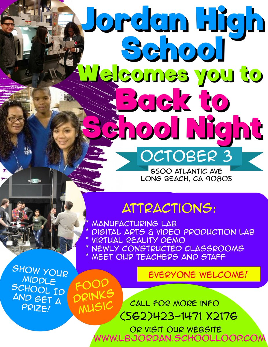 Wendy_Ili's tweet photo. .Spread the word and save the date! Jordan's Back to School Night is coming October 3rd. Come on out Uptown! #lbjordanhigh #msk8lbusd #megankerr #RexRichardson https://t.co/op475R0g9n