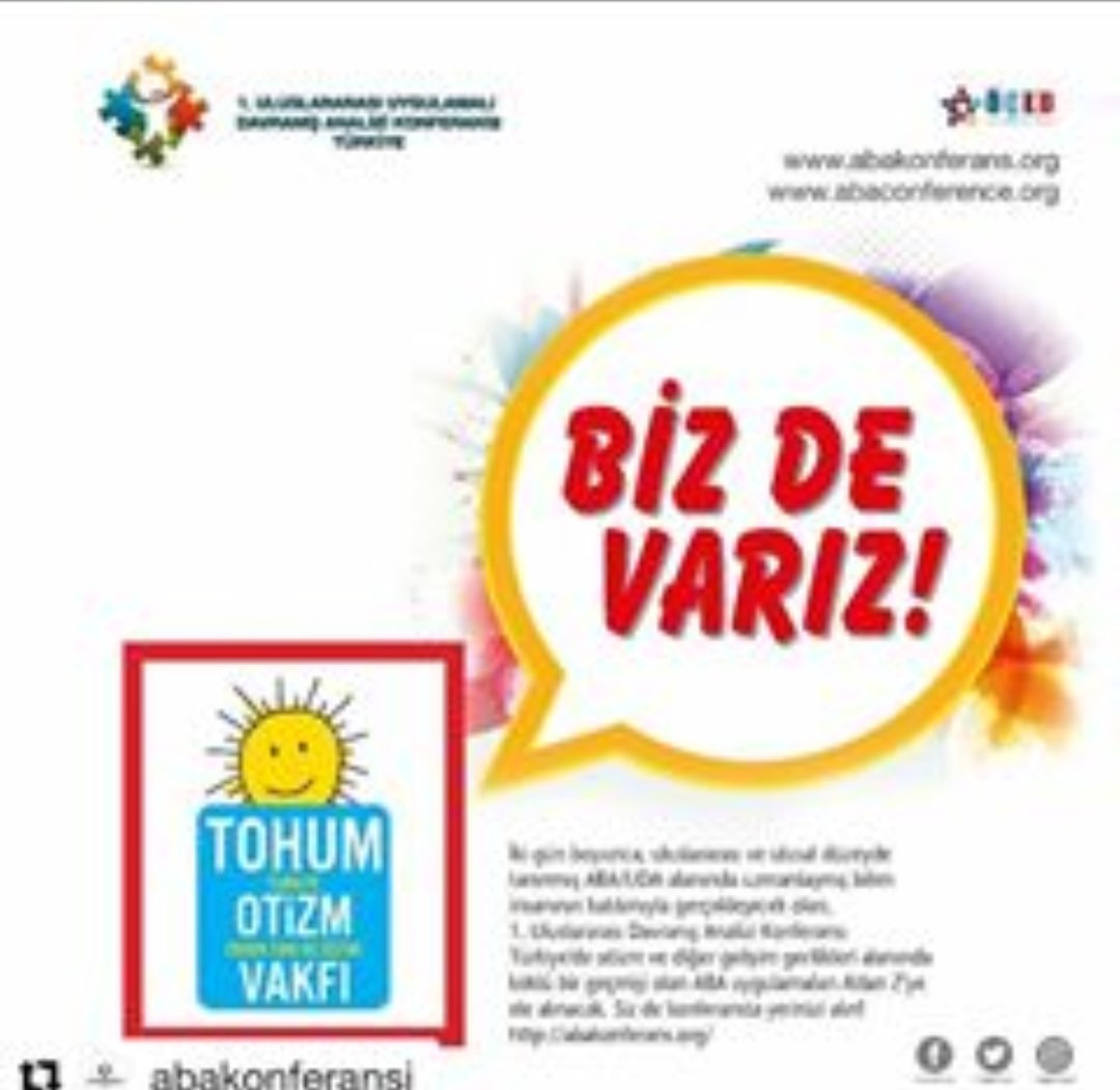 #ZiyaHocanınYanındayız
1.Uluslararası Aba Kongresine  günler  kaldı.
Biz oradayız ya siz ?
#Türkiyeotizmmeclisi 
#ZiyaHocaylaYolaDevam
#otizmeylemplanıuygulansın 
<a href="/slmparlak/">Selim Parlak</a> 
<a href="/ocedorgtr/">ÖÇED</a> 
<a href="/ODFED/">ODFED-OtizmDerFed</a> 
<a href="/OtizmAnofed/">Anofed(Anadolu Otizm Federasyonu)</a> 
<a href="/tohumotizm/">Tohum Otizm Vakfı</a> 
<a href="/tcmeb/">Millî Eğitim Bakanlığı</a> 
<a href="/ziyaselcuk/">Ziya Selçuk</a>