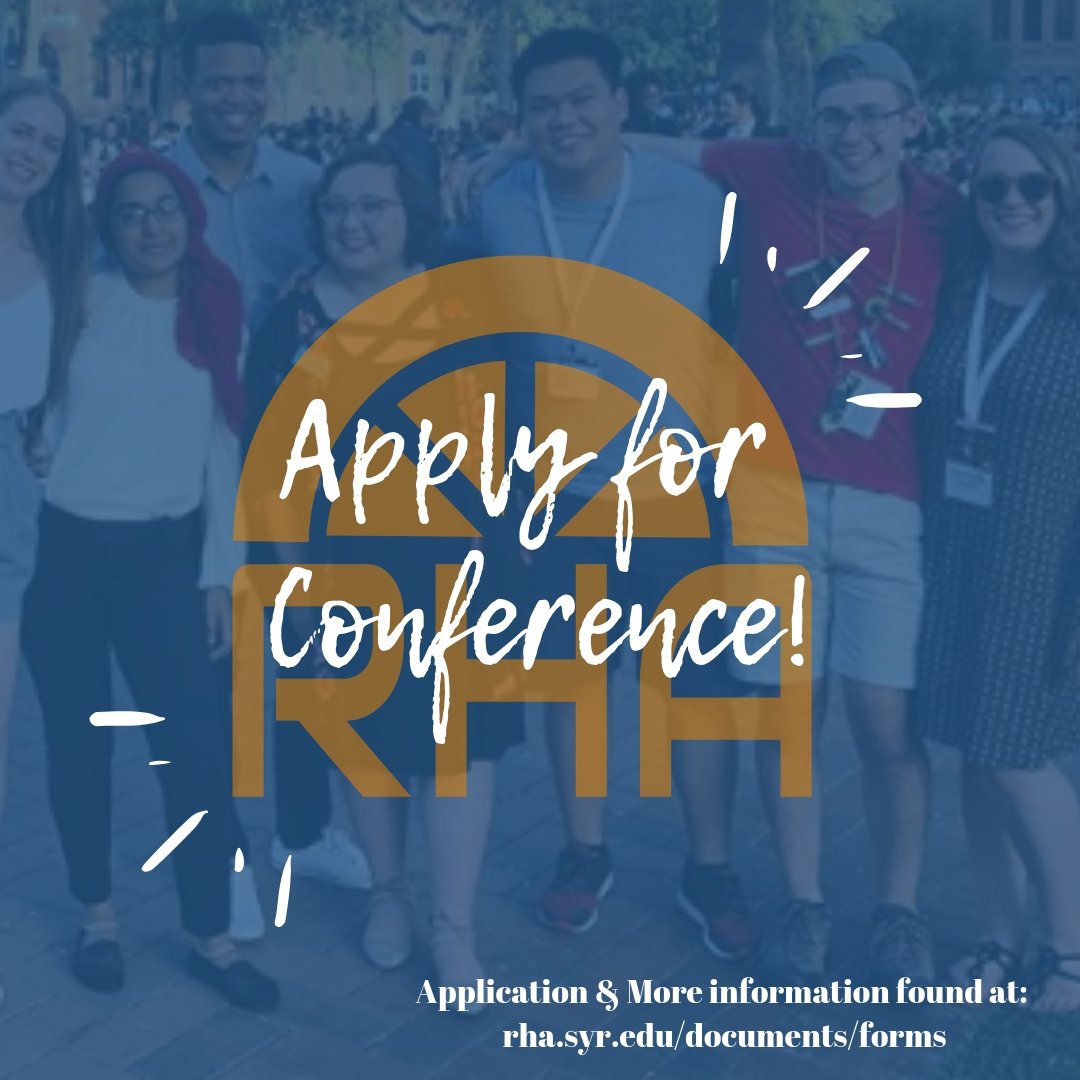 Apply for conference with RHA at SUNY Geneseo on Nov. 2nd-4th. Come to connect with other student leaders across the region &amp; spread the Mooselove! 💚🦌🍊 Free to all residents living in SU housing!!
