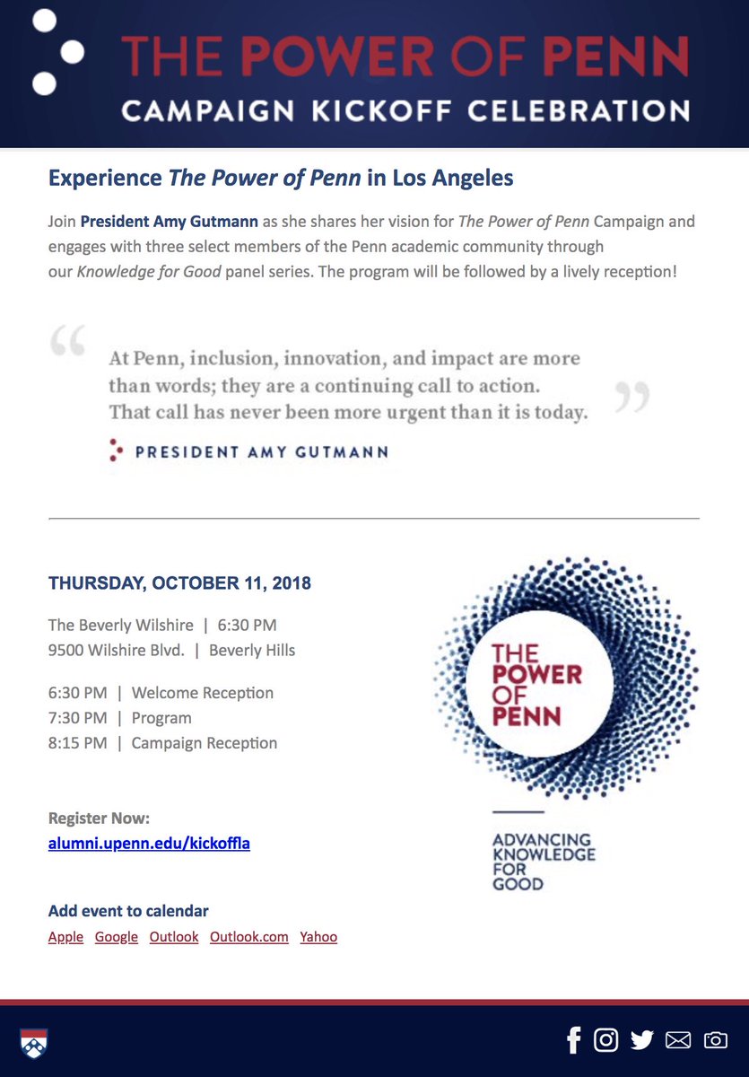 Penntertainment's tweet photo. Los Angeles #PennAlumni, have you registered for "Power of Penn", THE big Penn event on October 11 at the Beverly Wilshire featuring President Amy Gutmann? #upenn #pennclubla @PennclubLA @penncluboc 

Register here:
https://t.co/aUcGUHPlHT https://t.co/mqGcL53H2f