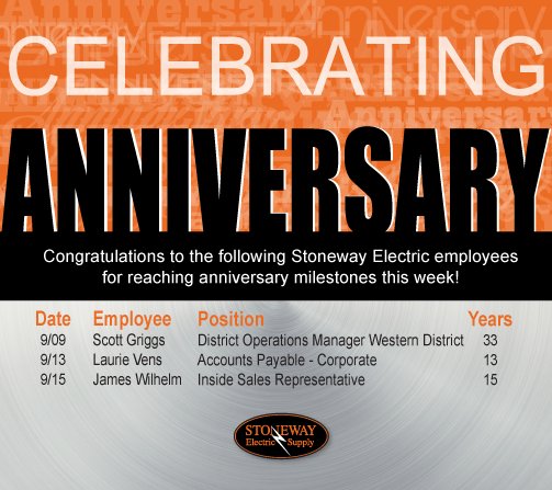 stonewayelect's tweet image. Congratulations to Scott, Laurie, and James on celebrating their work anniversaries with us this week! 

Congrats everyone!
