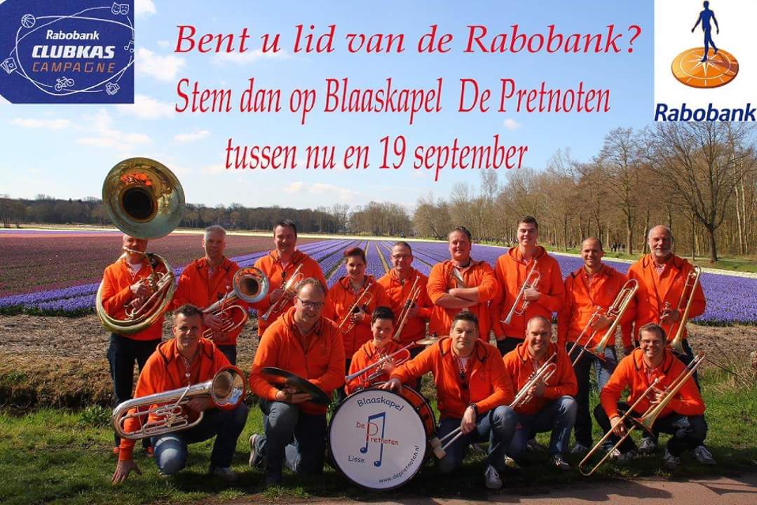 De_Pretnoten's tweet photo. Vergeet u het niet, stemt u voor 19 september nog even op ons bij de @RaboClubkas Zonde om je stem niet te gebruiken en wij zijn er superblij mee!! https://t.co/ybDFHFLmFX