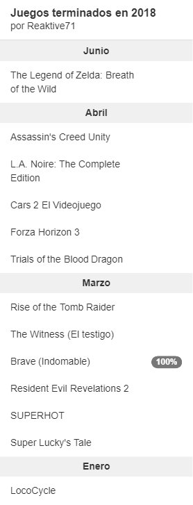 reaktive71's tweet image. Estos son mis juegos terminados en lo que va de 2018 #Gamerbase