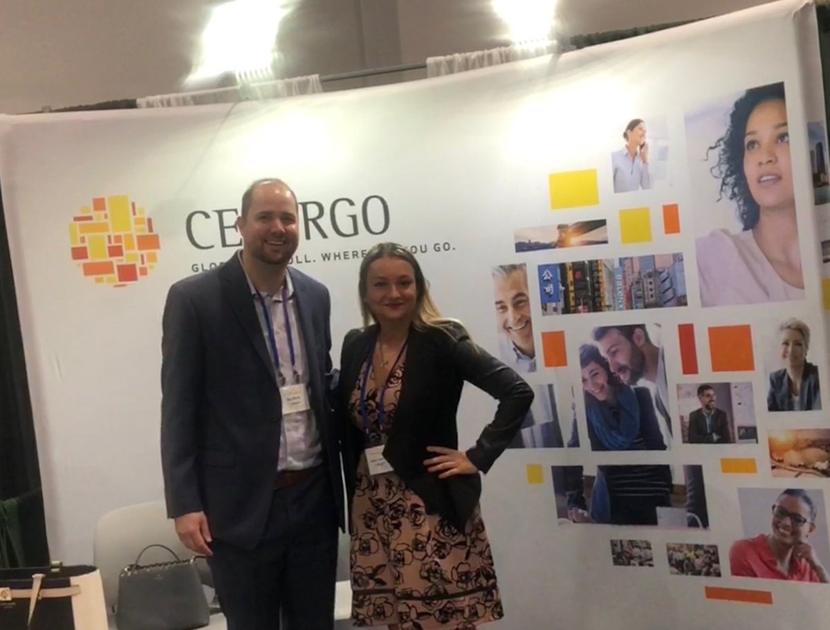 CelergoLLC's tweet photo. Celergo's Jim Birch and Almira Ahmetovic are at the Celergo Booth, come by and say "hello".  They can explain why Celergo is a sound investment for managing global payroll!  #tpconference #globalpayroll #celergo https://t.co/OuX83OdtZe