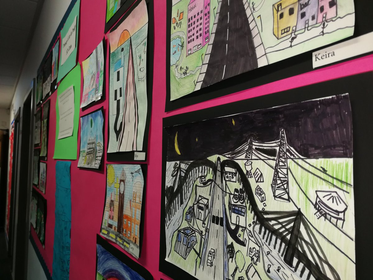 InchturePrimary's tweet image. Some of P6s fantastic 3D building and cityscape drawing as part of their V&amp;amp;A topic. #artanddesign #expressivearts #secondlevel #3d #VADundee