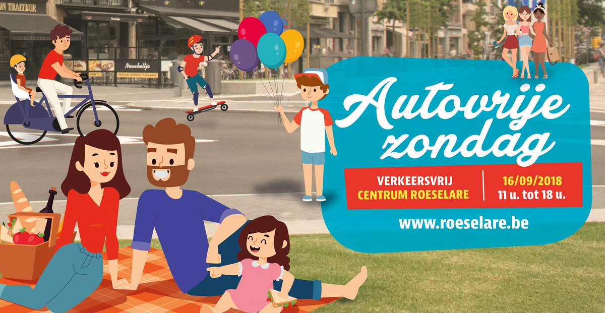 Stad_Roeselare's tweet photo. Dankzij Autovrije Zondag en De Groote Stooringe wordt zondag een ongeëvenaarde topdag! Check hier alle info over het programma en de tijdelijke verkeersreglementen: https://t.co/y8h3oASYZX https://t.co/JiOAPaEoFR