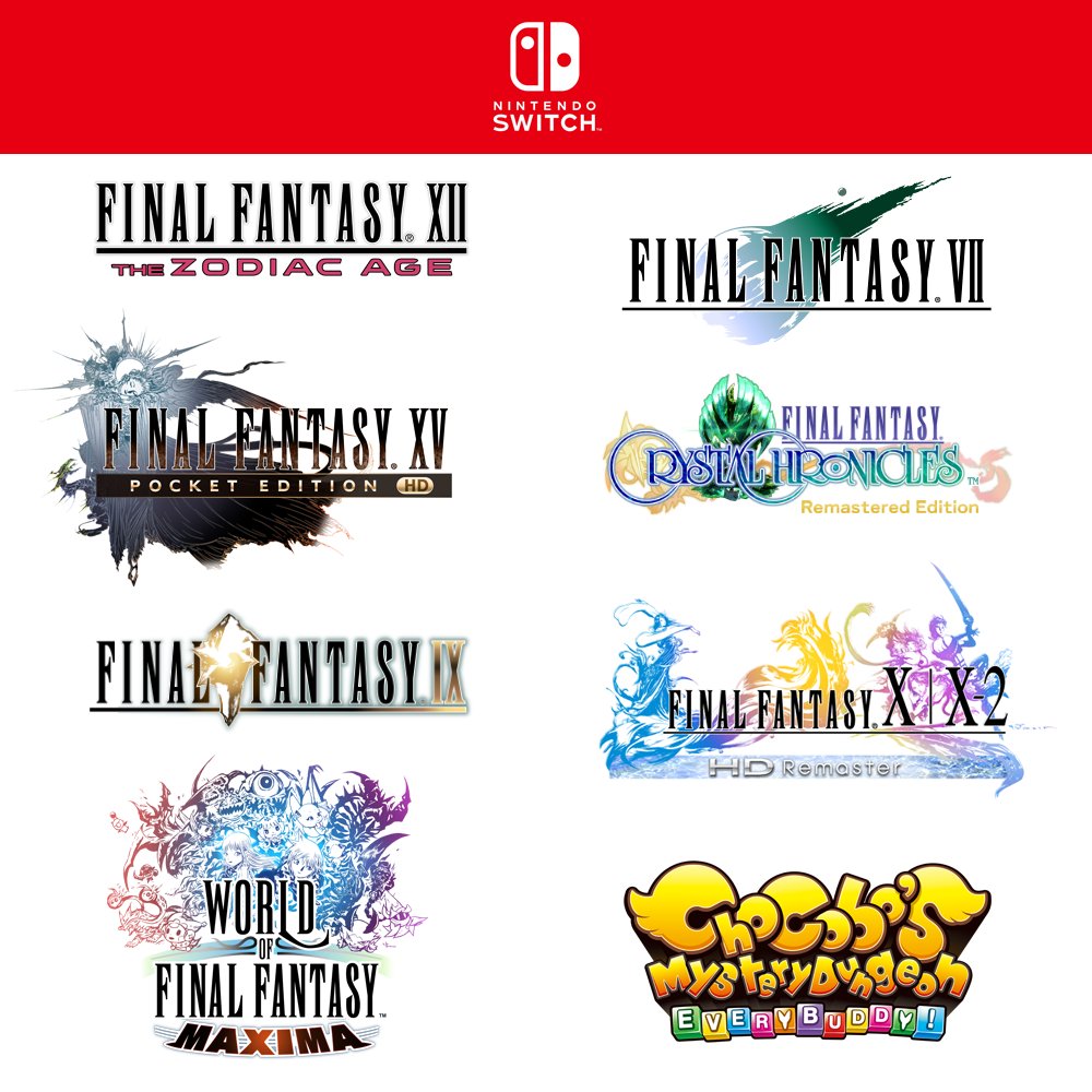 Nintendo of Europe on X: #FINALFANTASY is coming to #NintendoSwitch, kupo!  Many titles from the legendary RPG series are coming soon, including FINAL  FANTASY VII, FINAL FANTASY XII THE ZODIAC AGE and