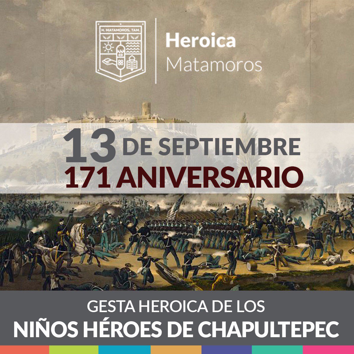Conmemoramos la valiente acción del 13 de Septiembre, donde los jóvenes cadetes del Colegio Militar, protegieron con su vida el Castillo de Chapultepec. ¡Recordemos con orgullo a nuestros Niños Héroes!
