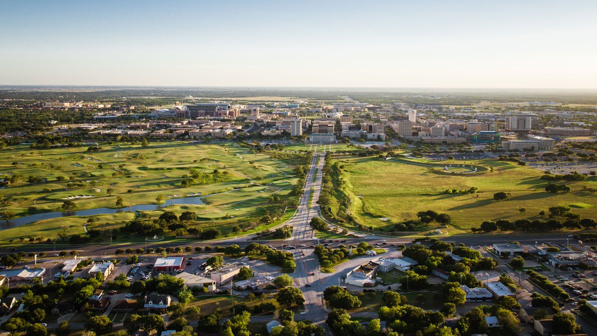 aerial view of college station and Texas A&M