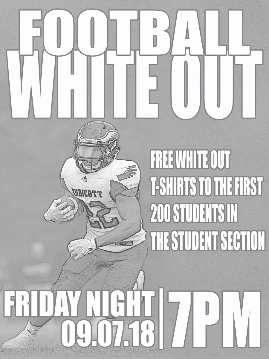 #whiteout this Friday - 7pm! 200 free white out t-shirts in the #studentsection <a href="/EndicottFB/">Endicott College Football</a>