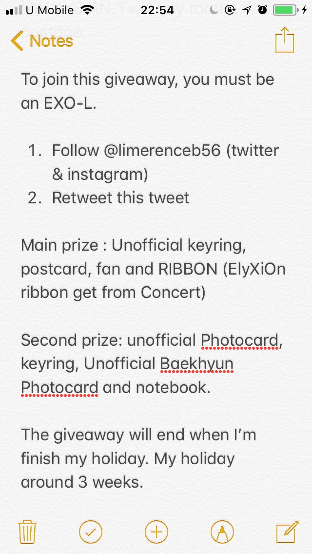 LimerenceB56's tweet photo. Hey guys, I’m giving a giveaway! It’s just unofficial things and some gift which I have double. Only for MALAYSIAN. I will pay for the postage.

To join this giveaway, you must be an EXO-L.

1. Follow @limerenceb56 (twitter &amp; instagram)
2. Retweet this tweet

#BAEKHYUN #EXO https://t.co/5XCKlqNd1j