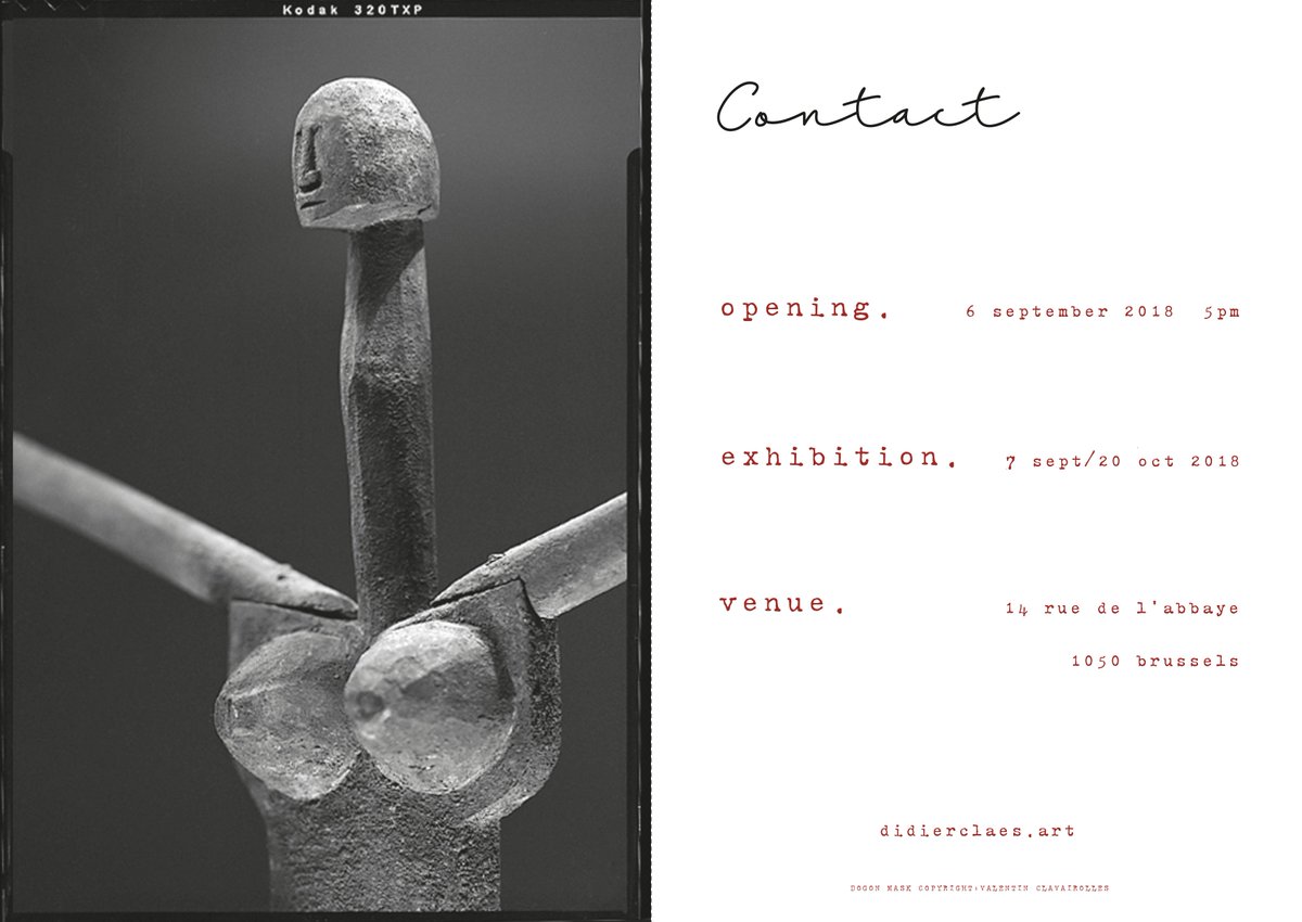 OPENING__CONTACT__Exhibition__06.09.2018 // Let's go #exhibition #event #openingtomorrow #contact #africanfaces #masks #brussels
 @brusselsgalleryweekend <a href="/didierclaes/">Didier Claes</a> 
Pic : @ValentinClavairolles