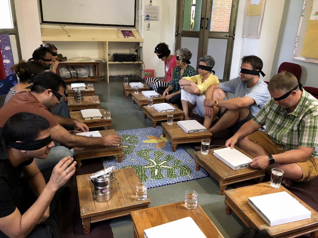 icandfc's tweet photo. DFC Global Partners experiencing empathy by having a blindfold lunch as part of the Immersion Programme at #TheRiversideSchool 

#DesignForChange #ICANSpirit https://t.co/KVwfl3fEpD