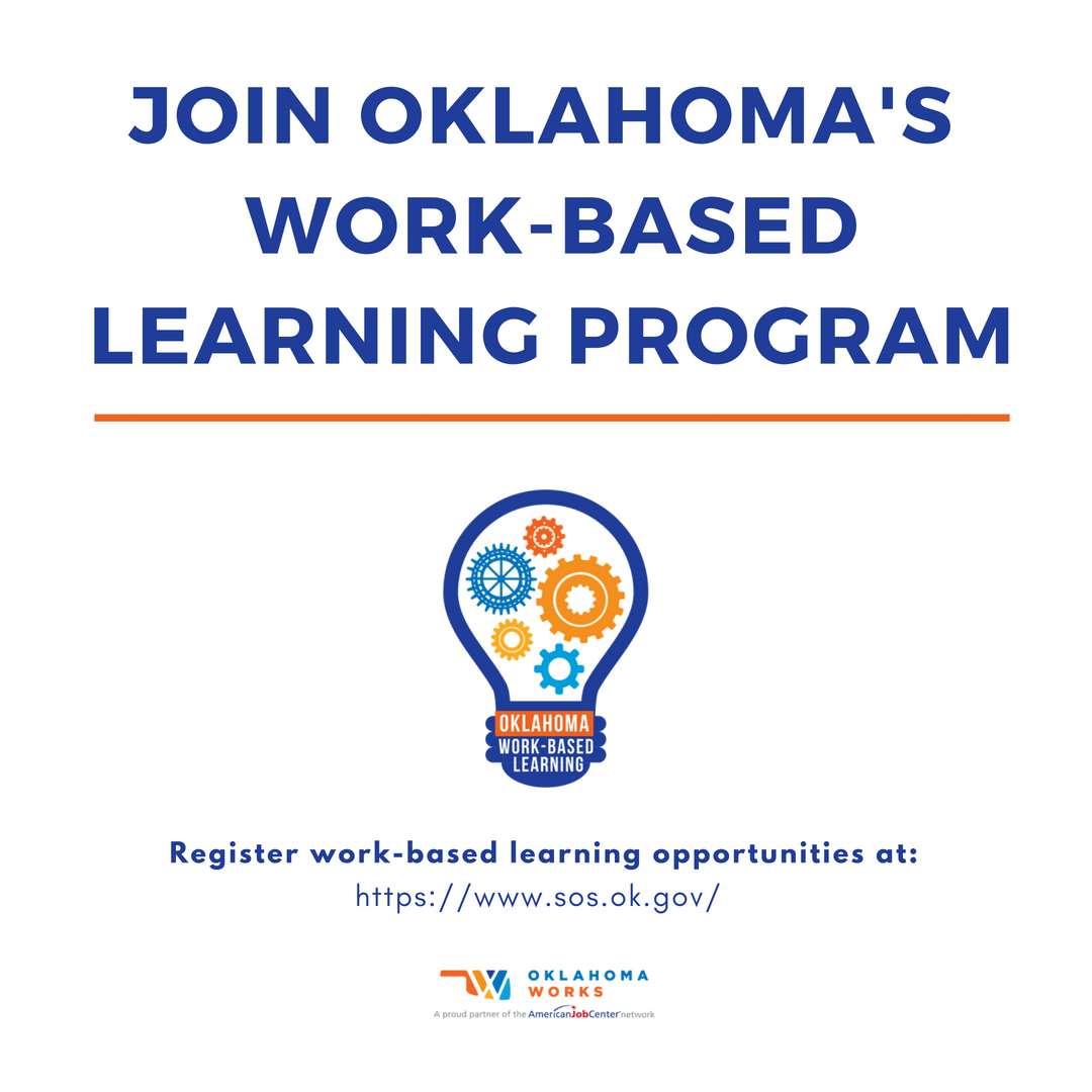 OKLAworks's tweet photo. Join Oklahoma's Work-Based Learning Program! Register your internship and apprenticeship opportunities at: https://t.co/k9B7idzhxE Learn more about work-based learning at: https://t.co/XfE4QBXj5I #EarnAndLearnOK https://t.co/i03d1jYPbE