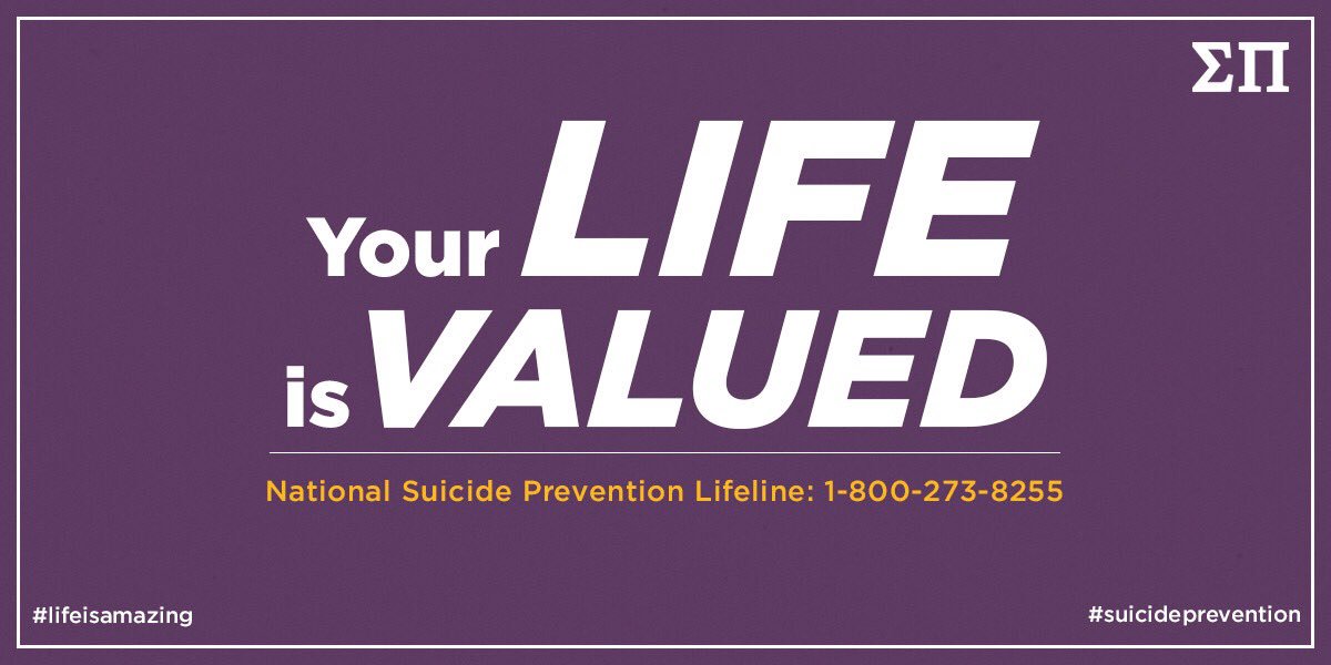 It’s national suicide prevention month. College can be one of the hardest times in life but you are not alone. It’s okay to talk about times when you’re struggling, it’s okay to get help when you need it. Your life is VALUED. #lifeisamazing #suicideprevention