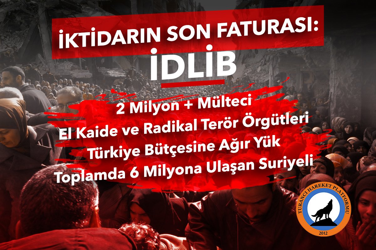 TuranciHareket's tweet image. AKP'nin Suriye politikasının son faturası İdlib. Orta Doğu bataklığına çekilen Türkiye; ekonomisinden eğitimine, kadın haklarından adalet sistemine kadar her alanda büyük bir gerileme yaşıyor.

#PartiDevleti'nin Orta Doğu sevdasını Atatürk'ün ilkeleriyle boğacağız!