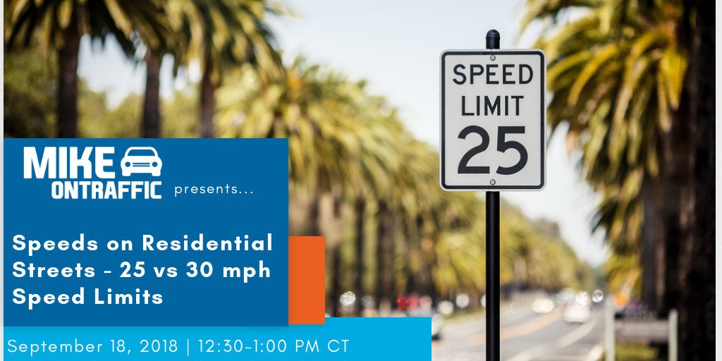 MikeOnTraffic's tweet photo. Free #TrafficCornerTuesday webinar – Join us September 18th for a look at residential speed limits. https://t.co/On6NejW8Zr https://t.co/MEBLh5X2NB