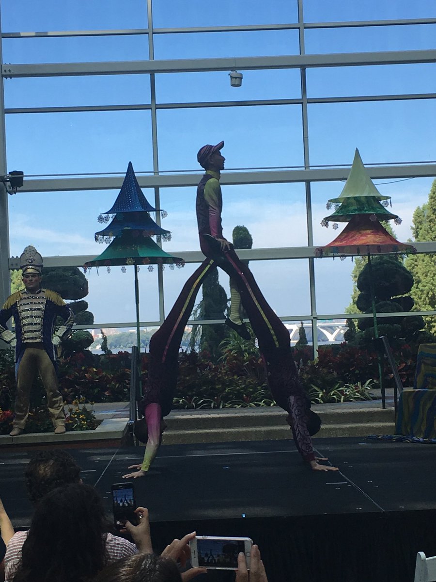 A sneak peek of our exciting new atrium show! #christmasonthepotomac #cirquedreamsunwrapped #blueparka @NationalHarbor
