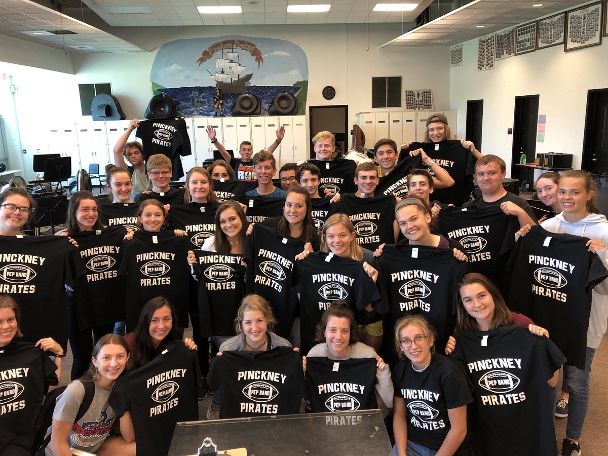 pchsmarching's tweet photo. We got a pretty amazing surprise from Coach Beaton and the football program yesterday... thank you so much for the awesome shirts! Well wear them with pride and support the team always!☠️🎵❤️ #piratestrong #family https://t.co/7V8kCV1sIz