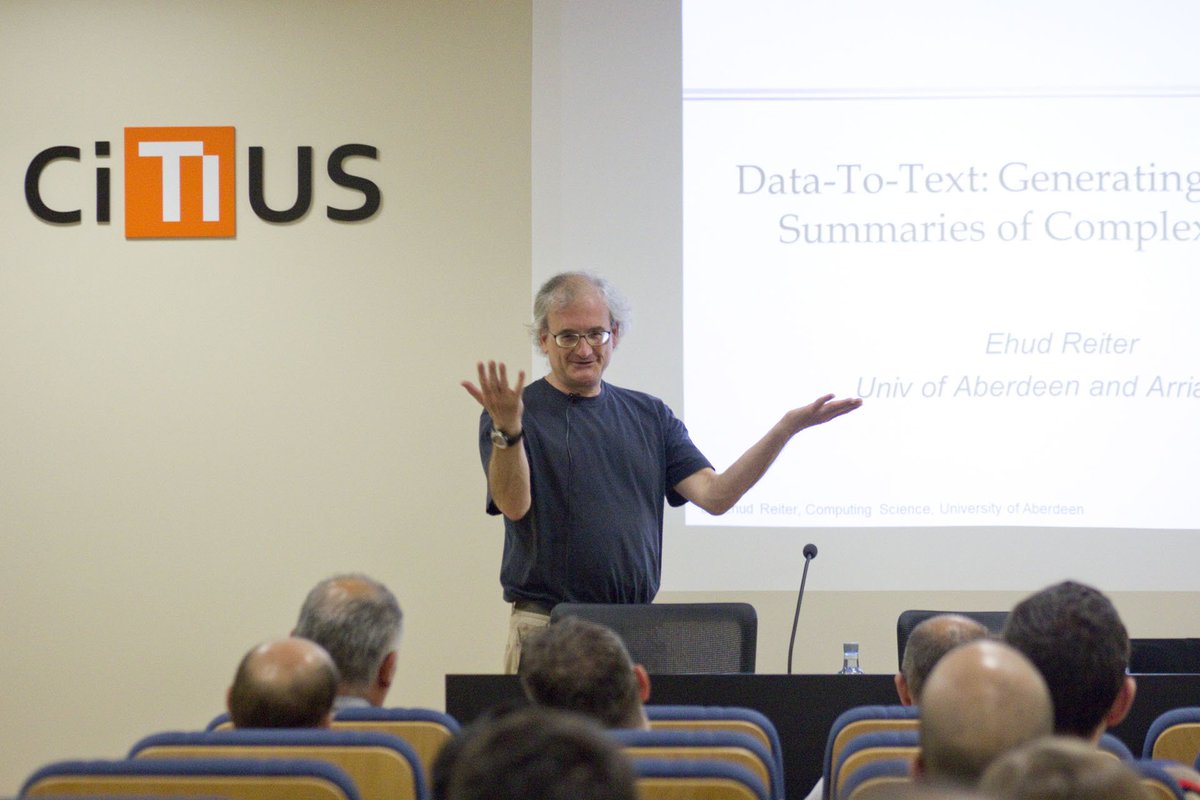 citiususc's tweet image. Prof. @EhudReiter gave us some engaging clues on #NaturalLanguageGeneration, as well as explained future prospects and commercial applications of data-to-text systems. We will be hearing about them in the coming years for sure.
citius.usc.es/e/1978