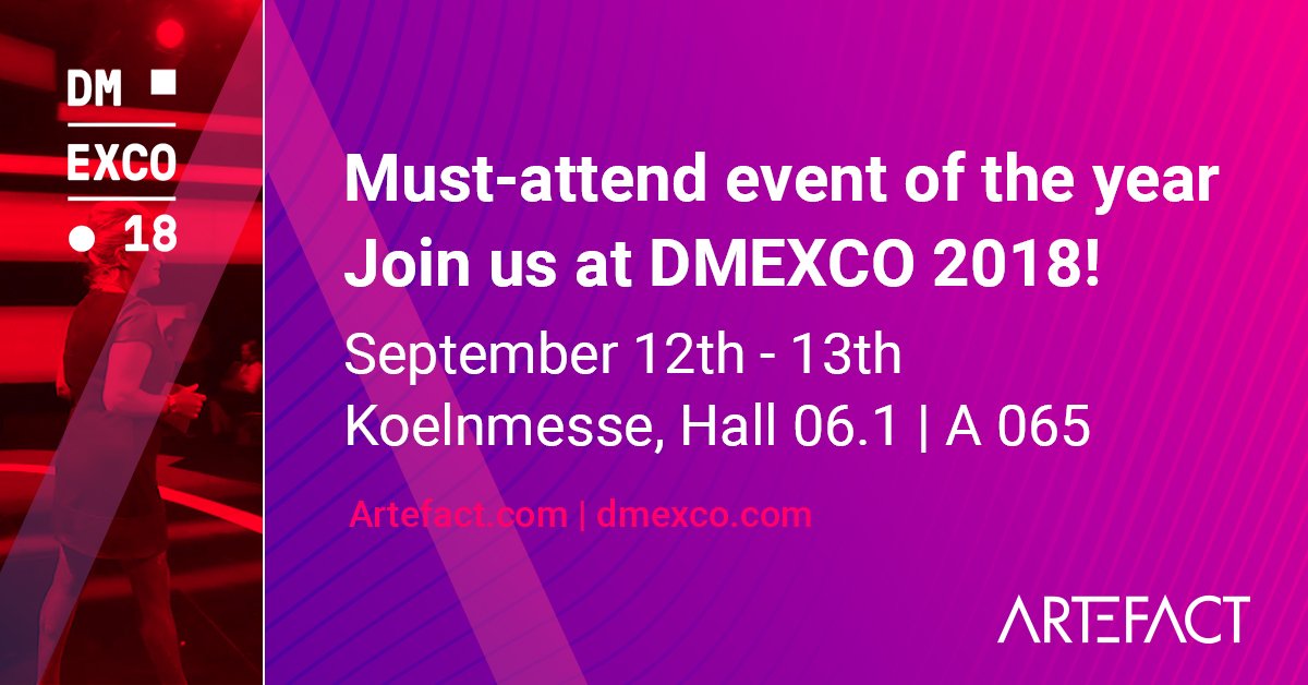 Artefact_Global's tweet photo. Next week it's happening: @dmexco finally kicks off! Come visit us at the Artefact/metapeople booth in Hall 6 | A065 and make sure to attend one of our inspiring content sessions on September 12th! For more info have a look at https://t.co/uFBXeibare  #dmexco #Dmexco2018 https://t.co/qvLKH0ERTh