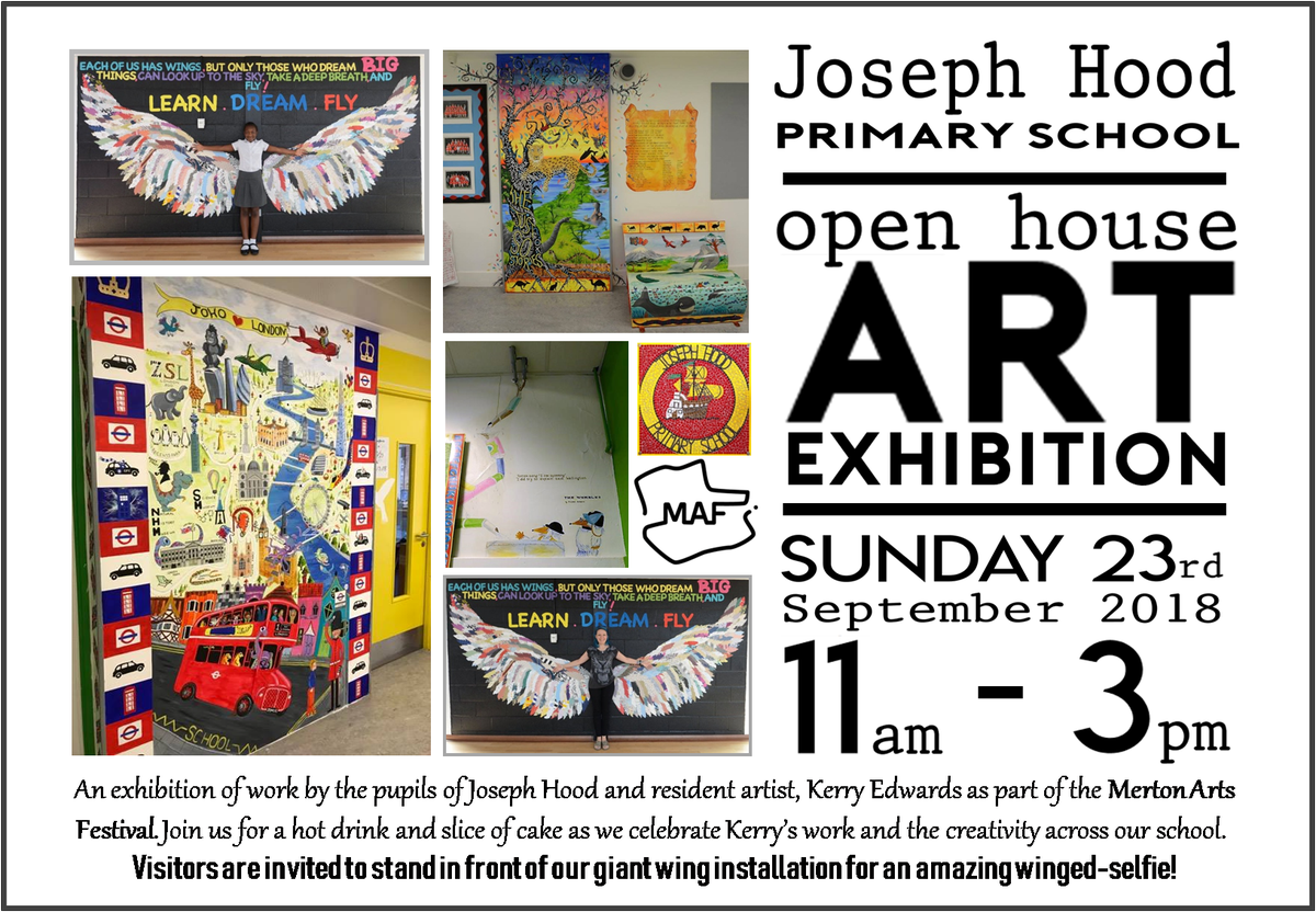 Support your local school and art community – come and visit our open house art exhibition as part of #mertonartsfestival on Sunday 23rd Sept 11am- 3pm, Joseph Hood Primary School <a href="/wimbledonvil/">Wimbledon Village</a> <a href="/Wimbledon_chase/">Wimbledon Chase</a> <a href="/WimbledonScene/">Wimbledon Scene</a> <a href="/raynesparksw20/">Raynes Park</a> <a href="/raynesprk/">Raynes Park</a>