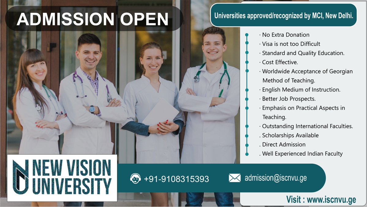 NVUniversity3's tweet photo. Study MBBS In Abroad At New Vision University
Experienced Indian Faculty
Scholarship Available
Register Here: https://t.co/zpmW3NkaQl 
Visit: https://t.co/QKT4GPnk2R 
#Students 
#studentsuccess 
#mbbs
#mcinew 
#NEWS 
#BDS https://t.co/fUCiYTzQW1