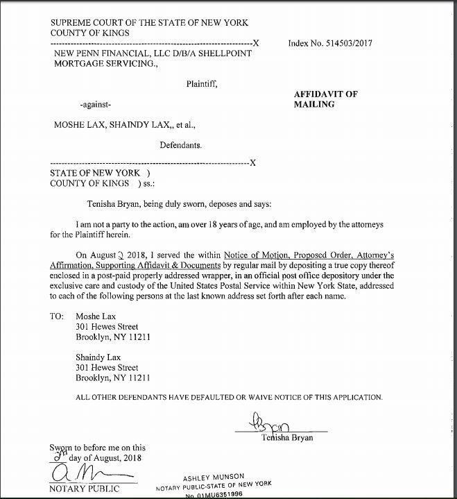 What are the dynamic duo up to now? Did Moshe Lax fraudulently transfer ownership of his home at 1653 58th St Brooklyn to Baruch Rosenfeld to avoid the clutches of the IRS? Court docs were mailed to Moshe at his stepmother's address, 301 Hewes St....