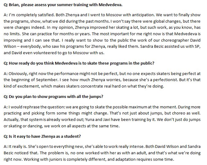 TheAnnaWatson's tweet photo. A quick translation of #BrianOrser ‘s interview on #EvgeniaMedvedeva 
sc - https://t.co/oTat7ya07K https://t.co/076q6wpUsA