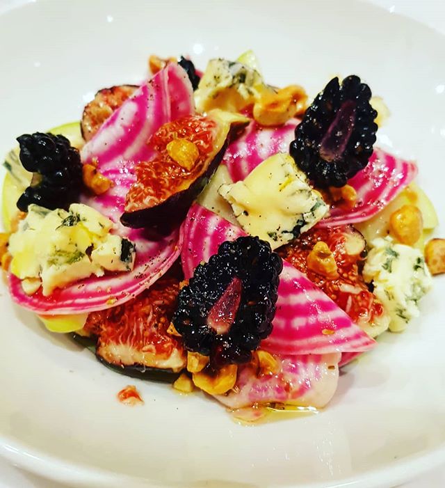 PorterhouseNcl's tweet photo. Salad of Candy Beetroot, Hazelnuts, Blue Cheese, Figs &amp; Apples. One of our starters on our Fixed Price Menu for #GetNorth2018, finishing tomorrow: https://t.co/prjjrO7pKi https://t.co/lQr0XRMrZh