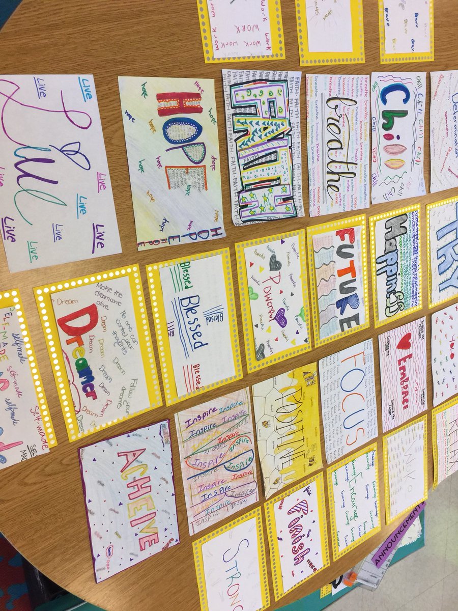 Freshmen is Ms Merryman’s class create plaques for their word project.   I love the optimism and creativity!