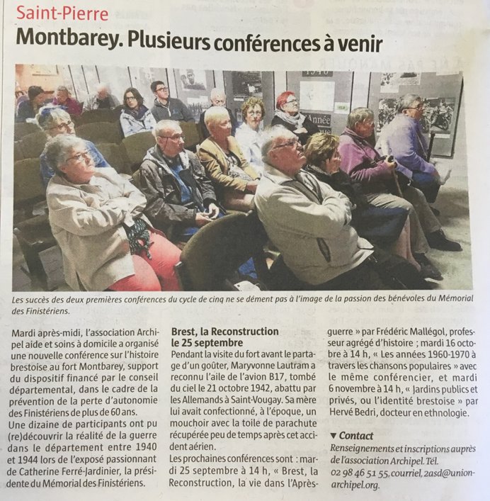 Archipel29's tweet photo. Seconde édition du cycle de conférence sur le thème de "l'Histoire brestoise", en partenariat avec le Fort Montbarey et financé par le Conseil Départemental du Finistère. S'en sont suivis une visite du Fort Montbarey et un goûter convivial avec l'ensemble des participants 😀👍 https://t.co/VTupevLc3s