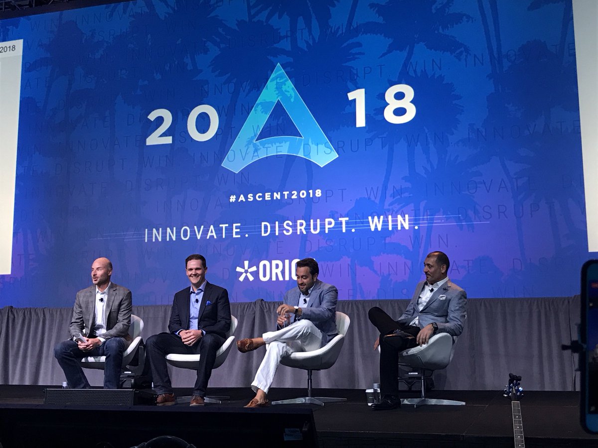 orionwealthtech's tweet photo. Welcome to the stage Kyle Hiatt, @AaronSchaben, @DeanZayed &amp; Mark Dupont, who are here to talk about the true differentiators of success #Ascent2018 https://t.co/LOSYKKrnX2