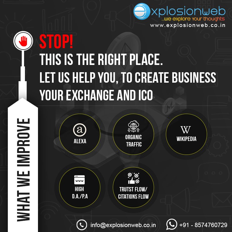 ExplosionwebSol's tweet photo. Stop! This is the right place to help you to create business for #exchange and #ico
#digitalmarketing #digitalmarketingagency #icomarketing #cryptoexchange #cryptomarketing #OnlineMarketing #bitcoin #exchangeworld #cryptocurrency #marketingworld 
https://t.co/OLWsHeQlzN https://t.co/b8zVp1y0m4