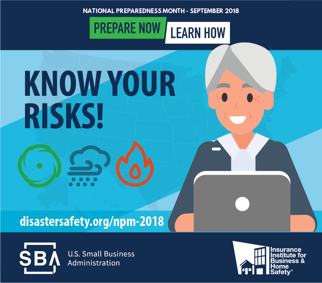 IBHS_org's tweet image. The first step to preparedness is knowing what to prepare for. IBHS and @SBAgov encourage you to discover the risks you face during #NatlPrep Month at DisasterSafety.org. #PrepareNow