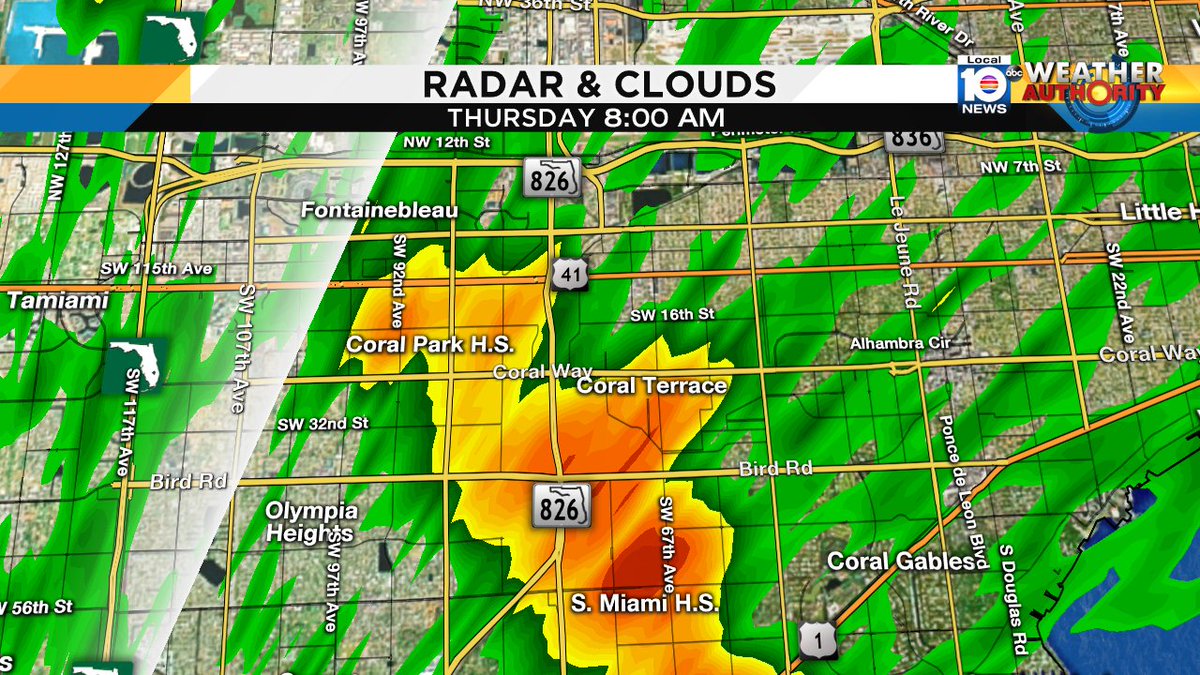 Drive safe there are some scattered showers in Miami-Dade. Watch Meteorologist Julie Durda for more. https://t.co/cfwE9K4bnn