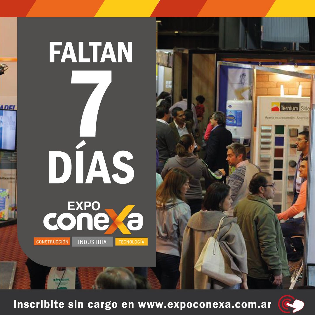 expoconexa's tweet photo. 🎉🎊👏 ¡¡7 DÍAS!! 😎 🎊🎉
Falta tan solo una semana, ¿ya te inscribiste? acreditaciones SIN CARGO en https://t.co/8Ma7hyplo4 hasta el 12 de septiembre.
Te esperamos del 13 al 16 de septiembre en el Arena Maipú.
#expoconexa #construcción #industria #tecnologia #experienciaconexa https://t.co/ArNRmx8jaG