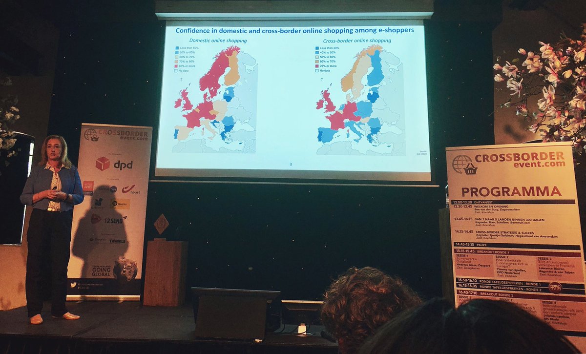 Collega <a href="/SjoukjeGoldman/">Sjoukje Goldman</a> spreekt in haar keynote op het crossborder event over #ecommerce strategie en succes 👍. #cbe18 #hva #crossborder #research