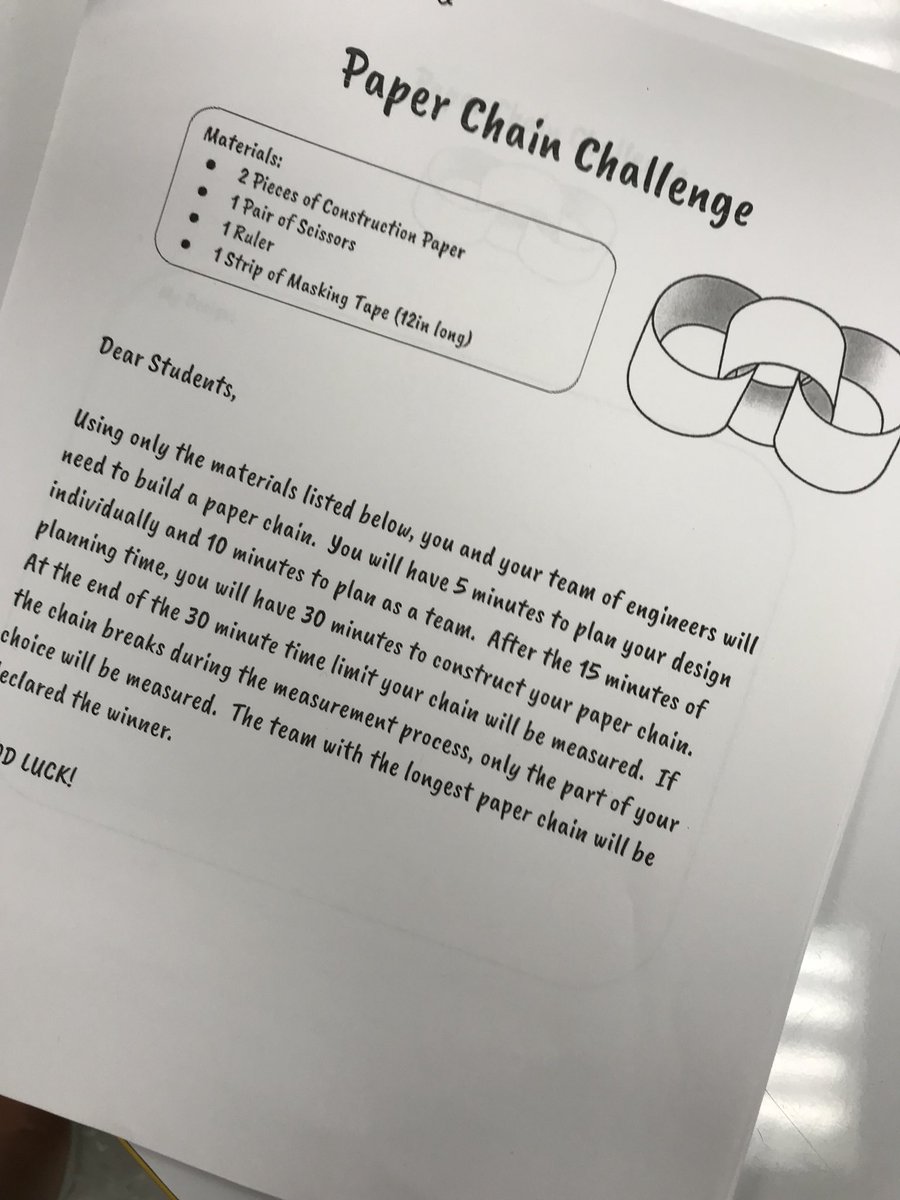 kgerdeshhs's tweet image. Paper Chain Stem Challenge! #modernmath #theregional