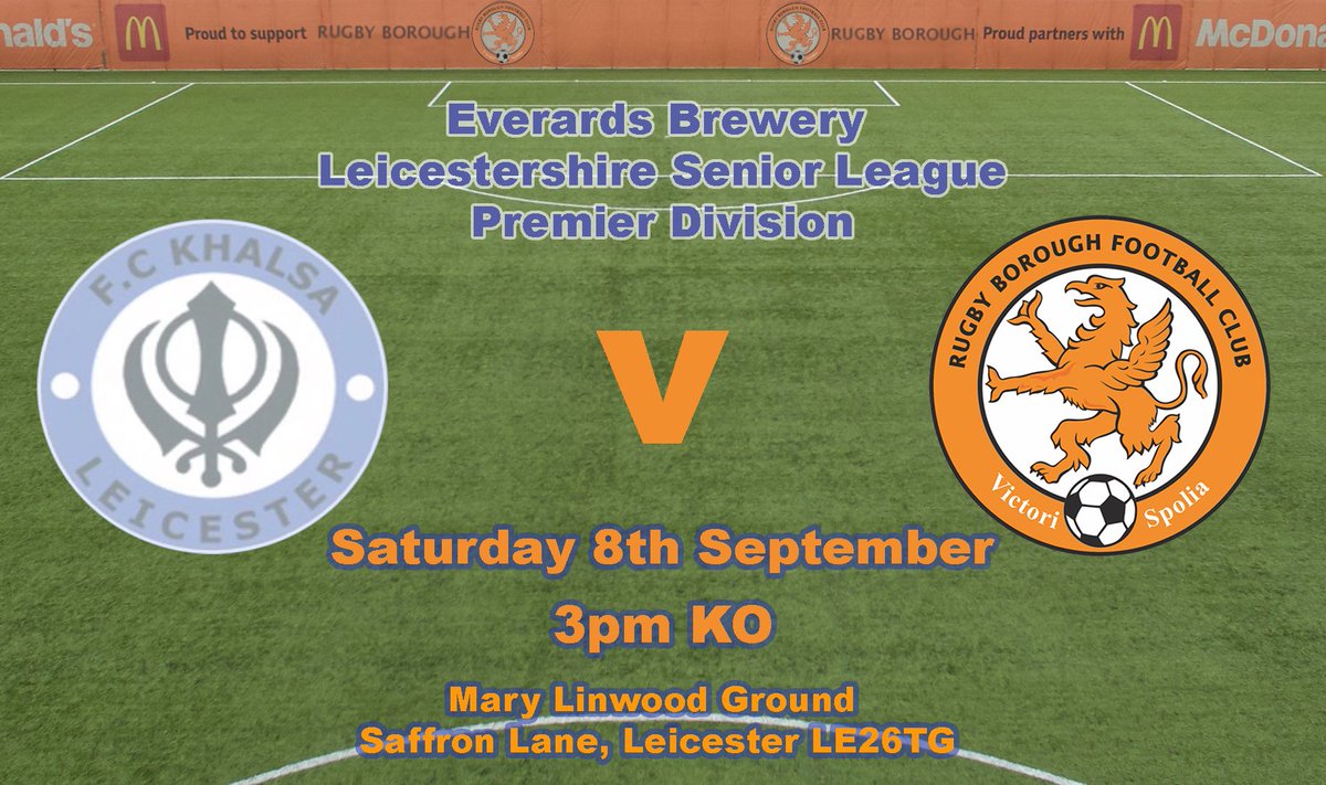 Rugby Borough FC (@rugbyboroughfc) on Twitter photo Saturday's match is with <a href="/FCKhalsa/">FC Khalsa GAD</a> at the Mary Linwood Ground
Saffron Lane, Leicester LE26TG 3pm KO
Officials are:
Tom Burt
Peter Scriven
Jack Pritchard
#rborofc #Nonleague #grassroots Saturday's match is with <a href="/FCKhalsa/">FC Khalsa GAD</a> at the Mary Linwood Ground
Saffron Lane, Leicester LE26TG 3pm KO
Officials are:
Tom Burt
Peter Scriven
Jack Pritchard
#rborofc #Nonleague #grassroots