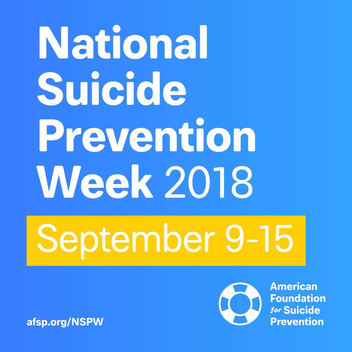 EpicBH_stAug's tweet photo. National Suicide Prevention Weeks starts on Monday! Join us in the fight to end suicide. You CAN make a difference. Check on your friends, family, and peers. It's worth it! https://t.co/L5bf28xeSD